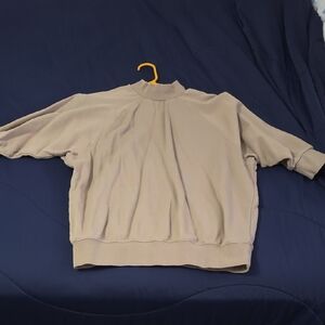 Essentials Light Taupe Knit Mock Neck Pullover